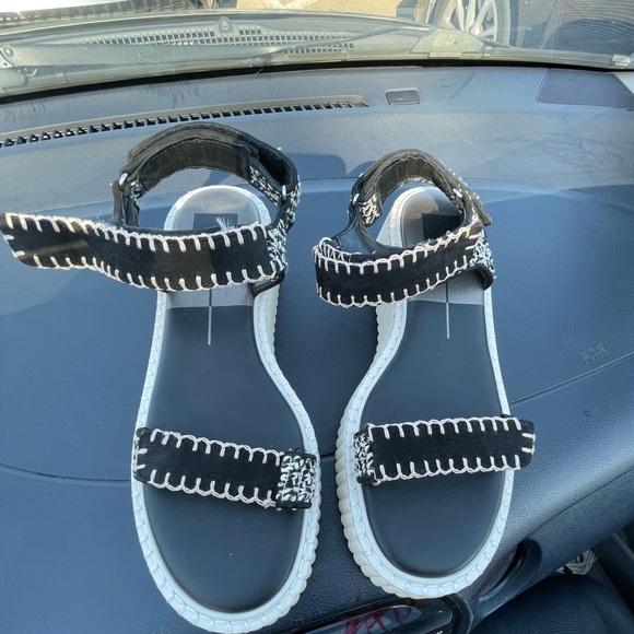 Dolce Vita Black Sandals with White Accents - Picture 6 of 8